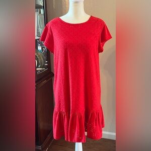 Elegant Red Eyelet Dress